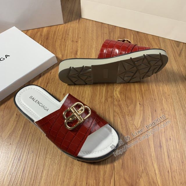 Balenciaga經典款男鞋 巴黎世家頂級版本男士夏季牛皮鞋面涼拖  hdbl1283
